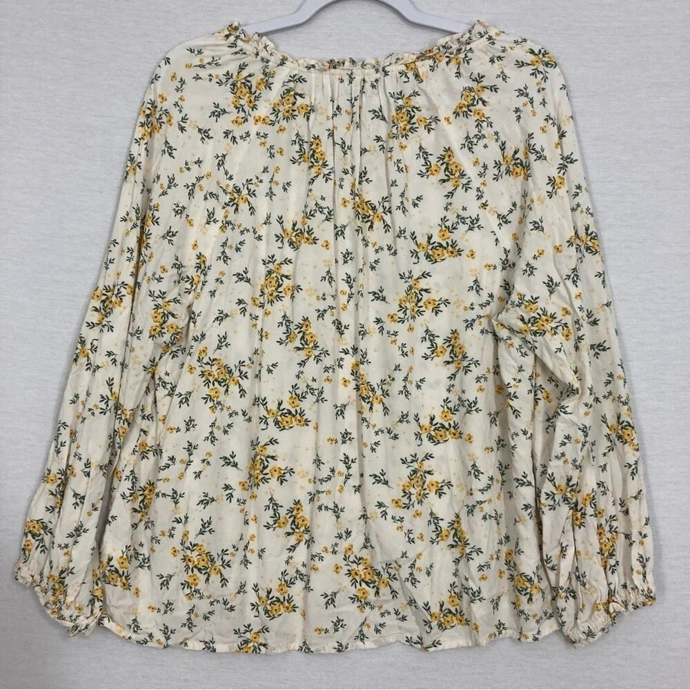Old Navy Ditsy Floral V Neck‎ Ultra Soft Rayon Puff Sleeve Pullover Top Large